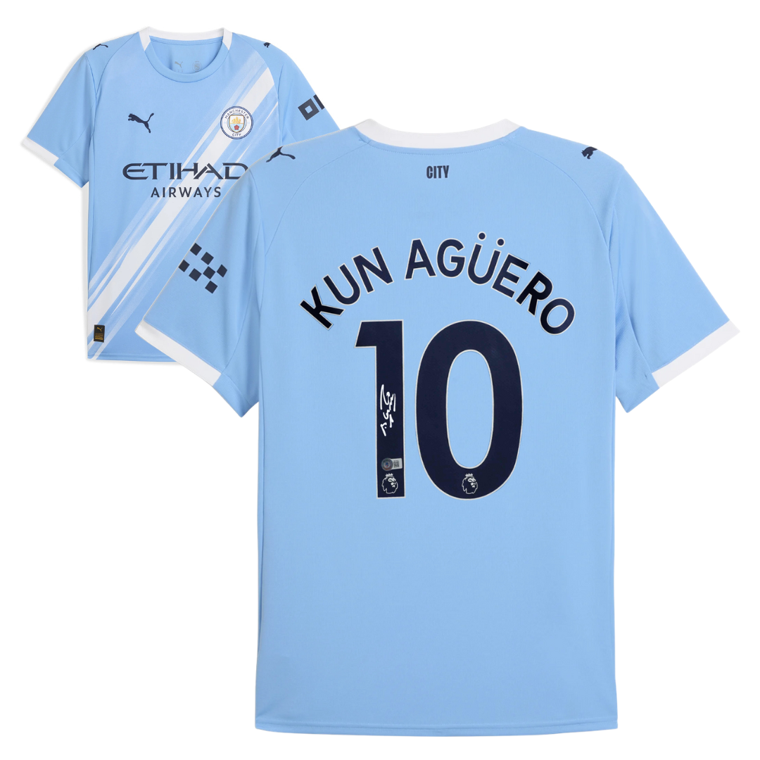 Sergio Aguero Signed Manchester City 2025-26 Soccer Jersey #10 with Beckett COA